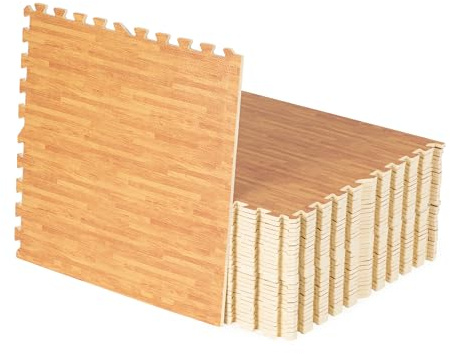 Structure Fitness Interlocking Eva Foam Exercise Home Gym Garage workshop Flooring Mat Non Slip Rubber Cushion Floor Tiles 60x60cm (4, Oak Wood)