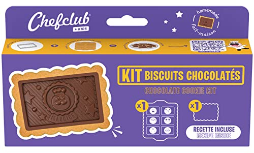 Chefclub Kids - Kit Biscuits Chocolatés pour Enfants - Moule à Chocolat en Silicone + Emporte-Pièce Métal + Recette Illustrée - Activité Gourmande et Créative en Famille - Dès 4 Ans