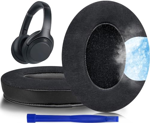 SOULWIT Cuscinetti Auricolari di Ricambio in Gel Refrigerante per Sony WH-1000XM3 (WH1000XM3) Cuffie Over-Ear,Cuscinetti con Schiuma Antirumore ad Alta Densità, Spessore Aggiunto-Nero