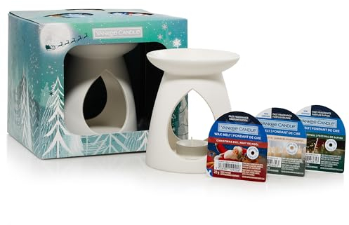 Yankee Candle Geschenkset | 3 duftende Wachsschmelzen, 1 Wachsschmelzbrenner & 1 unparfümiertes Teelicht | Bright Lights Collection | Perfekte Weihnachtsgeschenke für Frauen