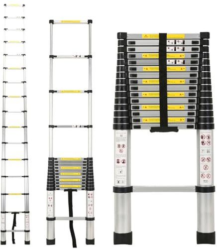 4.7m Telescopic Ladder Multi-Purpose folding Ladders Telescopic Extendable Portable Sturdy Loft Ladder
