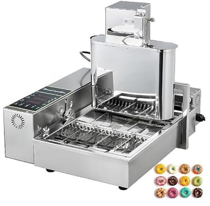 Macchina Per Ciambelle Commerciale Automatica - Tramoggia A 6 File Da 9,5 Litri, Macchina Per Ciambelle In Acciaio Inossidabile Da 2000 W Per Snack - Controllo Dello Spessore E Della Temperatura Rego