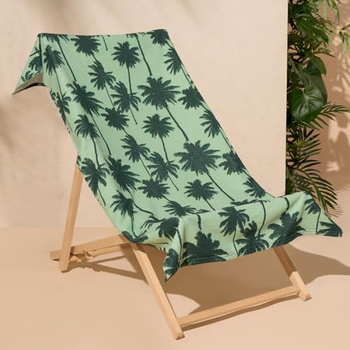 Dreamscene Beach Towel Palm Tree Green, Microfibre Beach Towels for Adults Kids Gym Swimming Pool Beach Holiday Essentials Quick Dry Towel, 71cm x 152cm