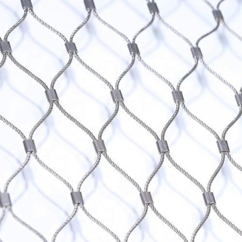 Wzmazingly Flexibles Edelstahl Seilnetz, 10cm/2mm Maschendrahtzaun, Schlagfest Geländer Schutznetz, für Garten Fußballfeld Bauernhof(2.5x4m)
