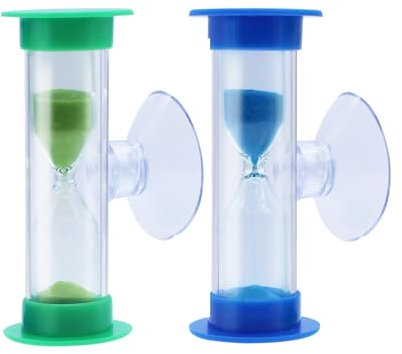 AIMEKE 2 Pezzi Clessidra Set 3 Minuti Clessidra Bambini Timer a Clessidra con Ventosa per Giochi, Cucina, Lavarsi I Denti Gestione del Tempo