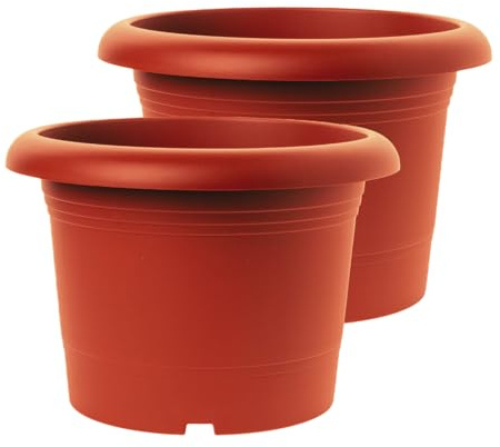 Sustania Lot de 2 pots de fleurs de qualité supérieure en terre cuite : 50 cm - Pot de fleurs de qualité supérieure - Fabriqué en Allemagne pour toutes les conditions météorologiques