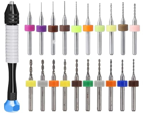 HAXIHA Handbohrer Set 20 Stücke PCB Bohrer Bit,0,1mm bis 1,0mm,1,1 mm bis 2,0 mm Wolframstahl Micro Spiralbohrer,Handbohrer Basteln für DIY Bohren,Holz Schmuck Kunststoff,Gravur,Harz,Bohrwerkzeuge