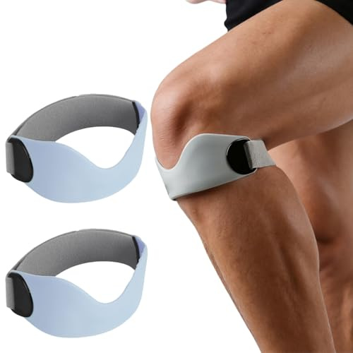 bergxperten FlexWrap Fascia rotulea regolabile 2 pezzi con inserti in silicone, cinghia di sostegno per ginocchio per running basket escursionismo, supporto sportivo per rotula