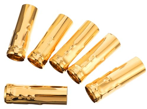 SECFOU 6 Fundas para Portalámparas E14 Estilo Europeo para Candelabros de Cristal, Tubo Porta Lámparas de Vela de 25x80 Mm en Acabado Dorado, Kit de 6 Piezas para Lámparas