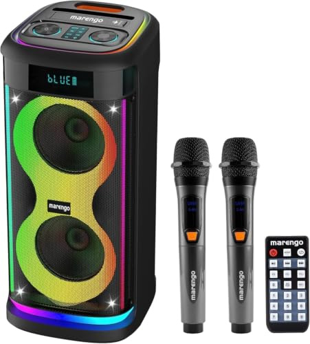Karaoke Machine for Adults with 2 Wireless Mics, 500W(Peak) Party Speaker