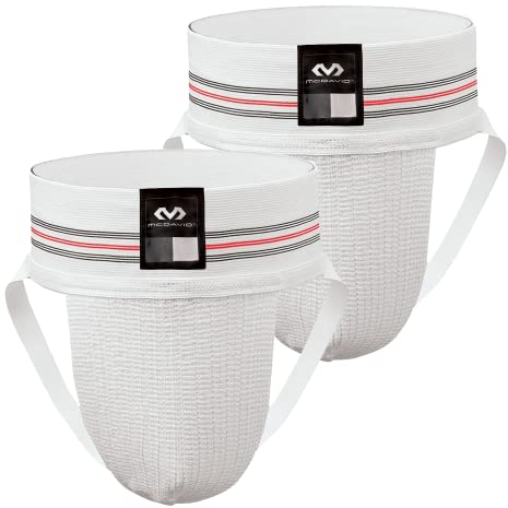 McDavid Jockstrap per Sportivi con Borsa in Rete Elastica da Uomo, 2 Pezzi, Bianco, M