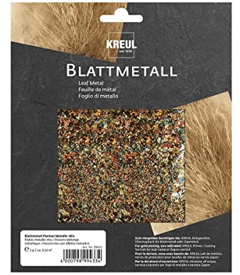 KREUL 99433 - Blattmetall-Flocken, Metallix-Mix, 2 g, für circa 0,33 m², zum Veredeln von Holz, Papier, Leinwand, Kartonage, Styropor, Kunststoff, Wachs, Keramik, Porzellan und vielem mehr