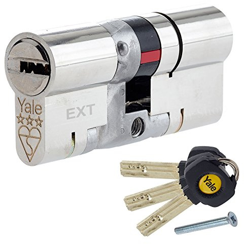 Yale Anti-Snap 3 Star Euro Double Cylinder, High Security, Nickel Finish, 40:50 (90 mm)
