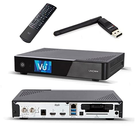 Vu+ UNO 4K SE 1x DVB-S2 FBC Sat Receiver Twin Tuner PVR Ready Linux Satellitenreceiver UHD TV Receiver Satelliten-Fernsehen mit WLAN-Stick