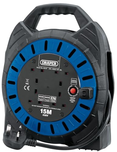 Draper 02127 Enrouleur de câble à quatre prises 230 V (15 m)