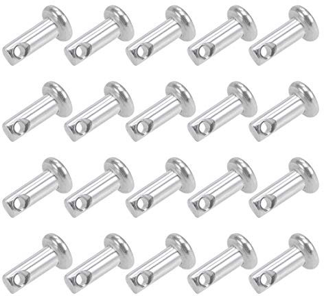 sourcing map Single Hole Clevis Pins - 3mm X 8mm Flat Head 304 Stainless Steel Link Hinge Pin 20Pcs