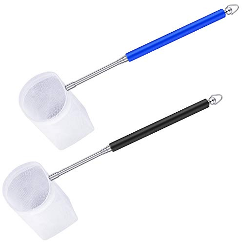 2 Pieces Fish Tank Shrimp Net Extendable Handle Shrimp, Aquarium Stainless Steel Small Fishing Net with Adjustable Handle for Pond