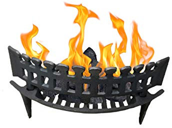 Vintage Decor® Cast Iron Bowed Fire Grate Set for 16 Fireplace Opening Includes Decorative Detachable Coal Guard and Ashpan