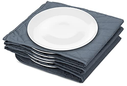 Navaris Electric Plate Warmer - 10 Plate Blanket Heater Pockets for Warming Dinner Plates to 74 Degrees in 10 Minutes - Grey Compact Folding Design