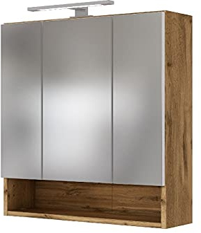 Sefa Toilettenschrank, 60 cm, 3 Türen, Eiche Wotan