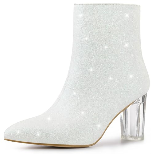 Allegra K Bottines à talon transparent pour femme