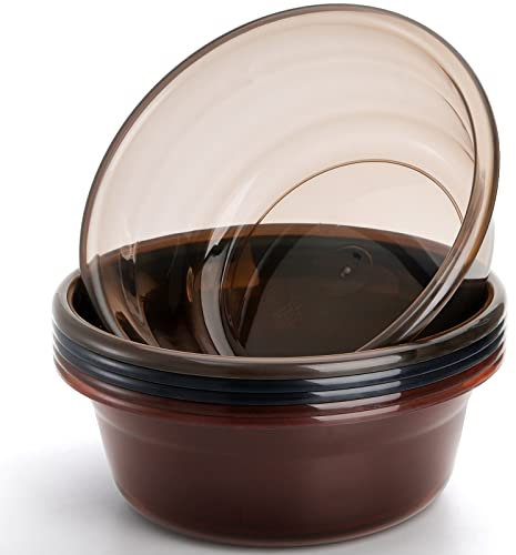 ZEAYEA 6 Pack Plastic Wash Basin, Stackable Small Camping Wash Basin Tub, 4 Quart Round Vegetable Fruit Dish Pan for Home Kitchen Outdoor Indoor Cleaning