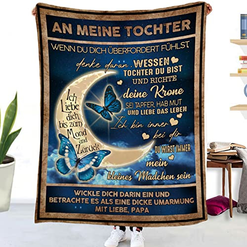 Tospass Kuscheldecke Personalisierte Decke An Meine Tochter Decke Von Papa Flanell Briefdecke Positiv Ermutigen Nachricht Brief Decke Tv-Decken Weiche Fleecedecke Sofa Reisen 130x150 cm