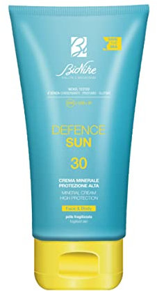Bionike Defence Sun - Crema Solare Corpo Minerale SPF 30 per Pelli Sensibili e Fototipi Chiari, Azione Protettiva e Antiossidante, Waterproof e non Appiccicosa, Rafforza e Ripara la Pelle, 100 ml