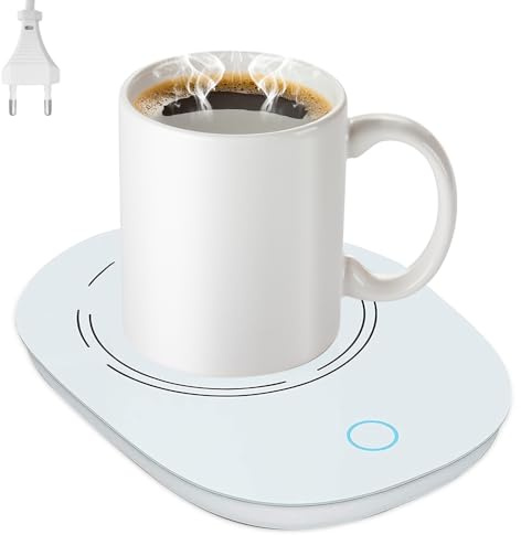 Aoreun Scalda Tazza, Sottobicchieri Riscaldante Scalda Bevande Moderno caffè tè latte elettrico riscaldatore tazza temperatura costante 55 gradi per Caffè Tè e Latte Spina EU - bianco
