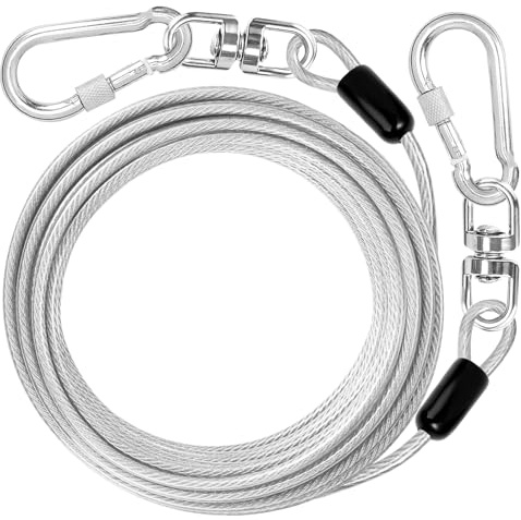 jenico Cable de amarre para perro: correa de perro de 10 pies para patio, correa de cadena resistente exterior para perros pequeños y grandes de hasta 500 libras - Correa de corredor para perros al