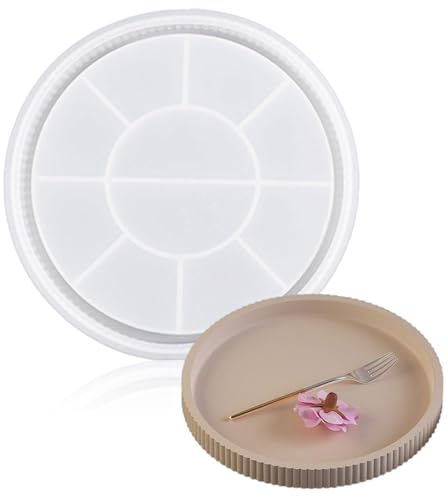 Silikonform Tablett Rund,22.5cm Silikonform Tablett,Rundes Tablett Silicone Molds,Silikonformen Tablett mit Rillen,Runde Ablageform,Silicone Molds Tray,Epoxidharz Formen Moulds