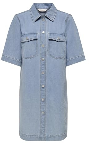 ONLY ONLBELLE Robe Courte en Jean pour Femme, Bleu Jeans Clair, M