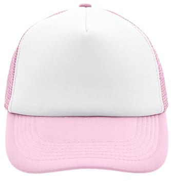 noTrash2003 Trucker Mesh Baseball Cap Truckerkeps Unisex En storlek och barnmodeller Basecap Baseballkeps 30 färger enfärgad tvåfärgad polyester bomull, Vit rosa, En Storlek