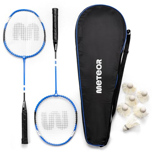 Badminton Set 2 Schläger 6 Shuttercocks - 2 Personen Raketen und Badminton-Shuttles - Sehr schön für Familien für Kinder und Erwachsene zum Garten für einen Strandurlaub
