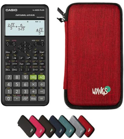 Casio fx-82ES Plus 2nd Edition con Funda Protectora WYNGS Rojo - Calculadora Científica - Paquete Básico