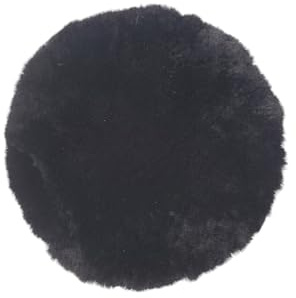 Naturasan Cojín de asiento redondo, cojín de piel de cordero, cojín cálido, cojín de piel de cordero real, cojín redondo, piel para sillas, cojín de asiento para silla, 38 cm (negro)