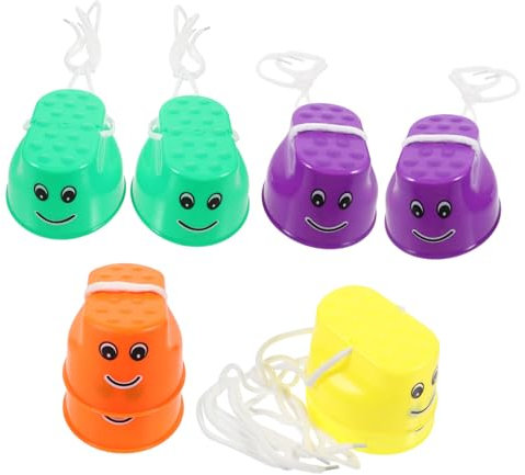 JOINPAYA 4paare Plastikstelzenspielzeug Für Junge Mädchen Topfstelzen rutschfeste Stelzen Laufbecherstelzen Gleichgewichtstelzen Kindersportspielzeug Für Drinnen Und Draußen