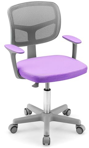 FANTASK Sedia da scrivania per bambini, 80-91,5 cm, regolabile con schienale e braccioli, sedia da scrivania per bambini girevole