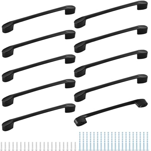 Aohyue 10 Pezzi Maniglie per Mobili, Maniglie Armadio, Tiretti Cucina, Tiretti Cassetti in Lega di Alluminio, per Porte e Armadietti, con Viti, Distanza Fori 128mm
