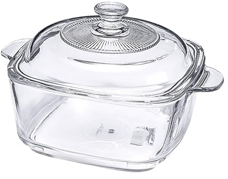 WEKADRIN Ciotola Vetro Temperato con Doppia Maniglia e Scodella per e Frigorifero Contenitore per Zuppe e Insalate