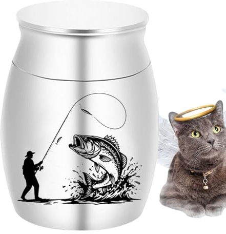 Pet Urns for Dogs, Aluminum Memorial Fishing Urn for Kitten Ashes, Coffin Box for Puppy Kitten Cremation Supplies Shelf Table Garden Yard Cemetery Funeral Animal Shelters