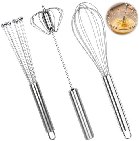 3-teiliges Edelstahl Schneebesen Set – 3 Größen Rührbesen Spülmaschinengeeignet für küche,zum Mischen, Kochen, Schlagen und Rühren