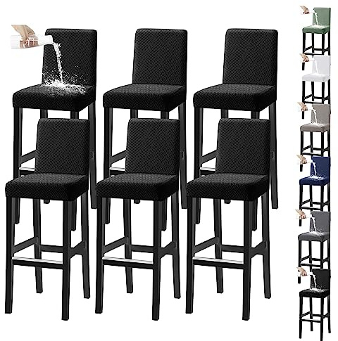 Vattentäta Stretchöverdrag Till Barstolar Med Universal Passform For Restauranger Och Hotell(Black 6pcs)