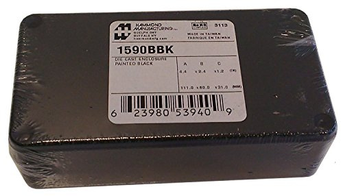 Hammond 1590BBK Black Diecast Aluminum Enclosure - Inches (4.39 x 2.34 x 1.06) mm (112mm x 60mm x 27mm)