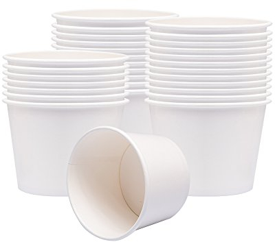 Belinlen Ice Cream Cup Paper Soup Cups (White) 50 Count 8 oz, Disposable Dessert Cups for Hot or Cold Food