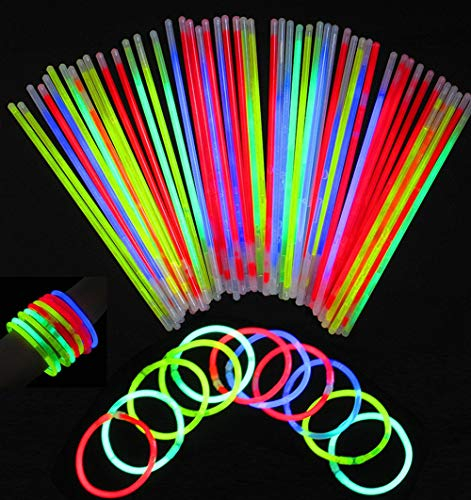 Kmruazre 100pcs Knicklicht in Verschiedenen Farben, Biegsame Knicklichter party set Machen Leuchtende Halsketten und Glow Armbänder