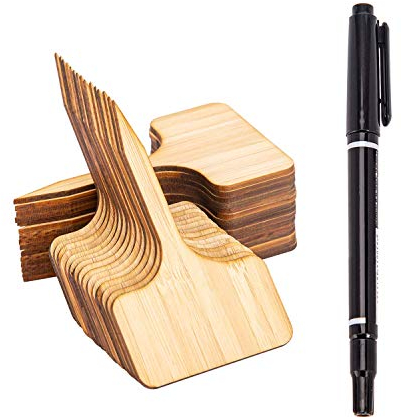 AIEX 30 Stück Bambus-Pflanzenetiketten aus Bambus, Etiketten aus Holz, Marker Typ T, für Garten, Topfpflanzen, Gewächshauszubehör – 10 x 6 cm