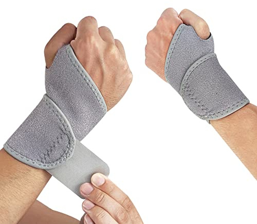 Muñequera de Compresión, Transpirable, Talla Única para Mano Izquierda o Derecha, Ajustable para Alivio del Dolor Tendinitis, Artritis, Síndrome Túnel Carpiano, Levantamiento de Pesas (1par (Gris))