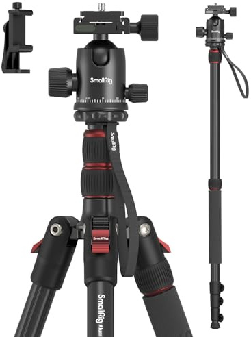 SmallRig Camera Tripod, 71 Foldable Aluminum Tripod/Monopod, 360°Ball Head Detachable, Payload 33lb, Adjustable Height from 16 to 71 for Camera, Phone