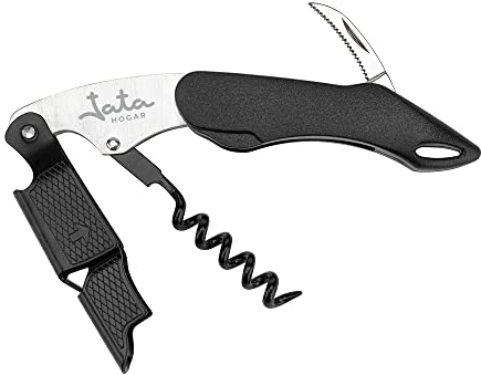 JATA HOGAR HVIN2203 - Apribottiglie di vino Cavatappi a doppia leva con due impulsi - Ago a spirale rinforzato, con raschietto per capsule e apribottiglie in acciaio inox ABS